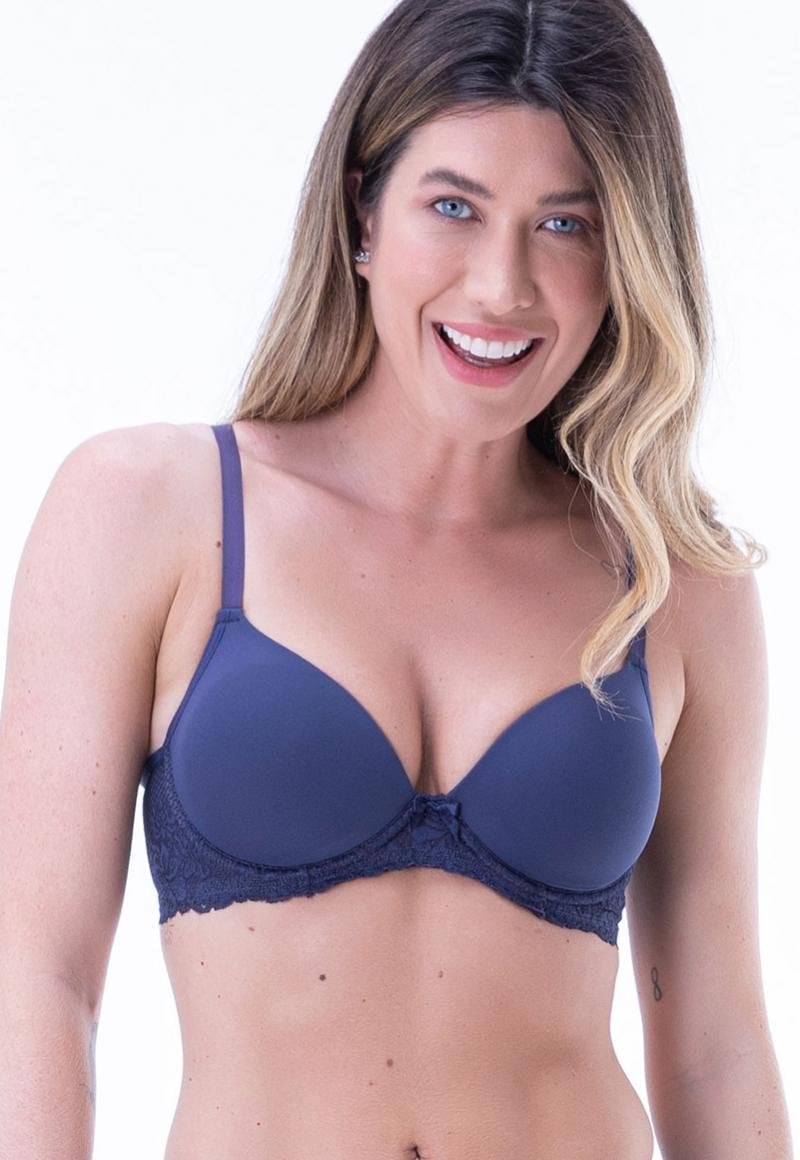 SOSTÉN MUJER 2RIOS LISO ENCAJE AZUL - 1