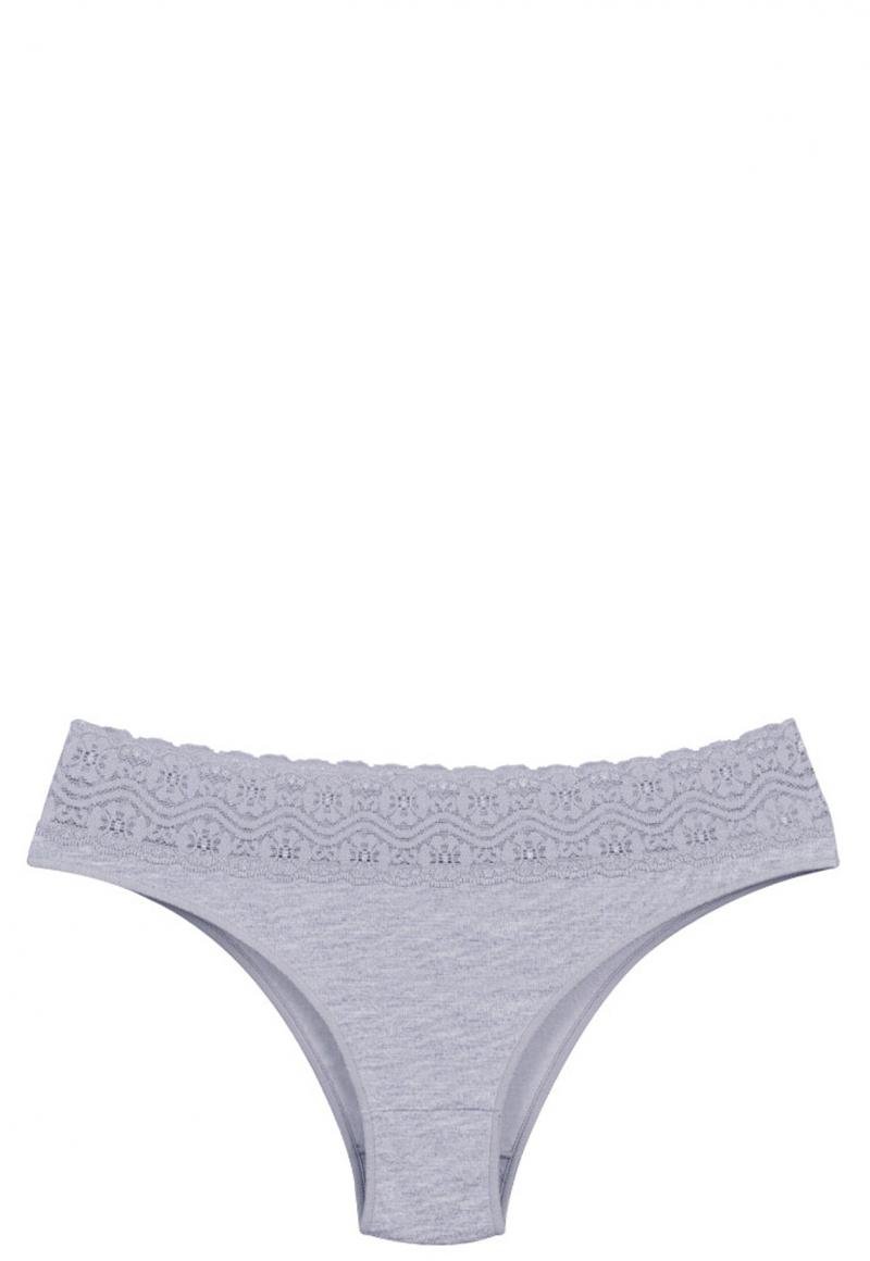BIKINI MUJER 2RIOS ALGODÓN CON ENCAJE GRIS - 1