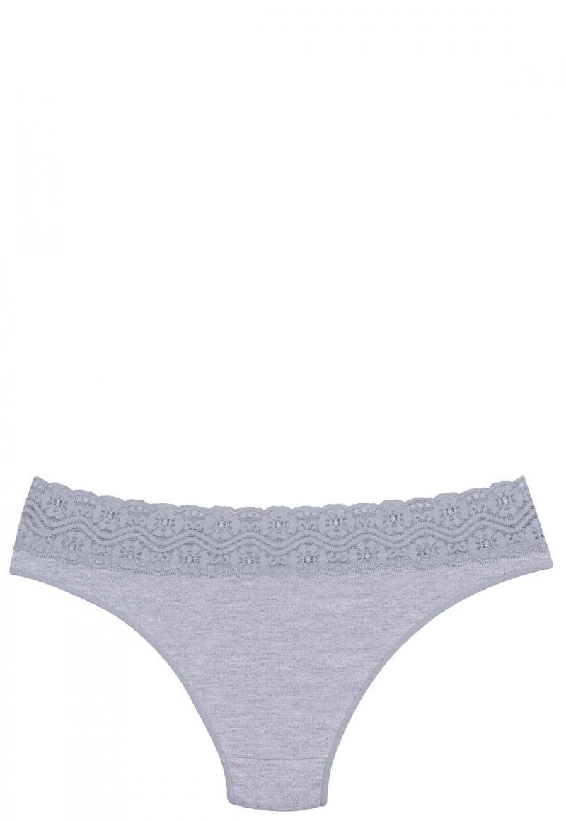 BIKINI MUJER 2RIOS ALGODÓN CON ENCAJE GRIS - 2