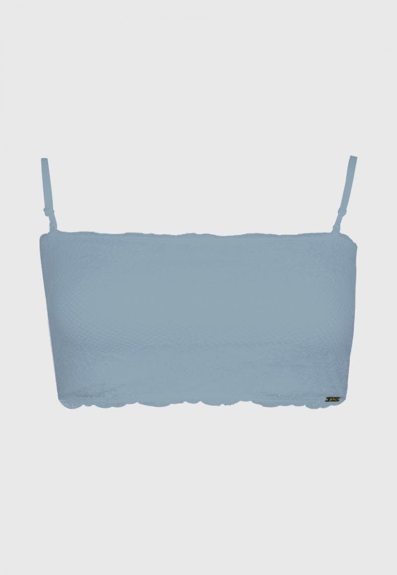 TOP MUJER 2RIOS STRAPLESS ENCAJE CELESTE - 1