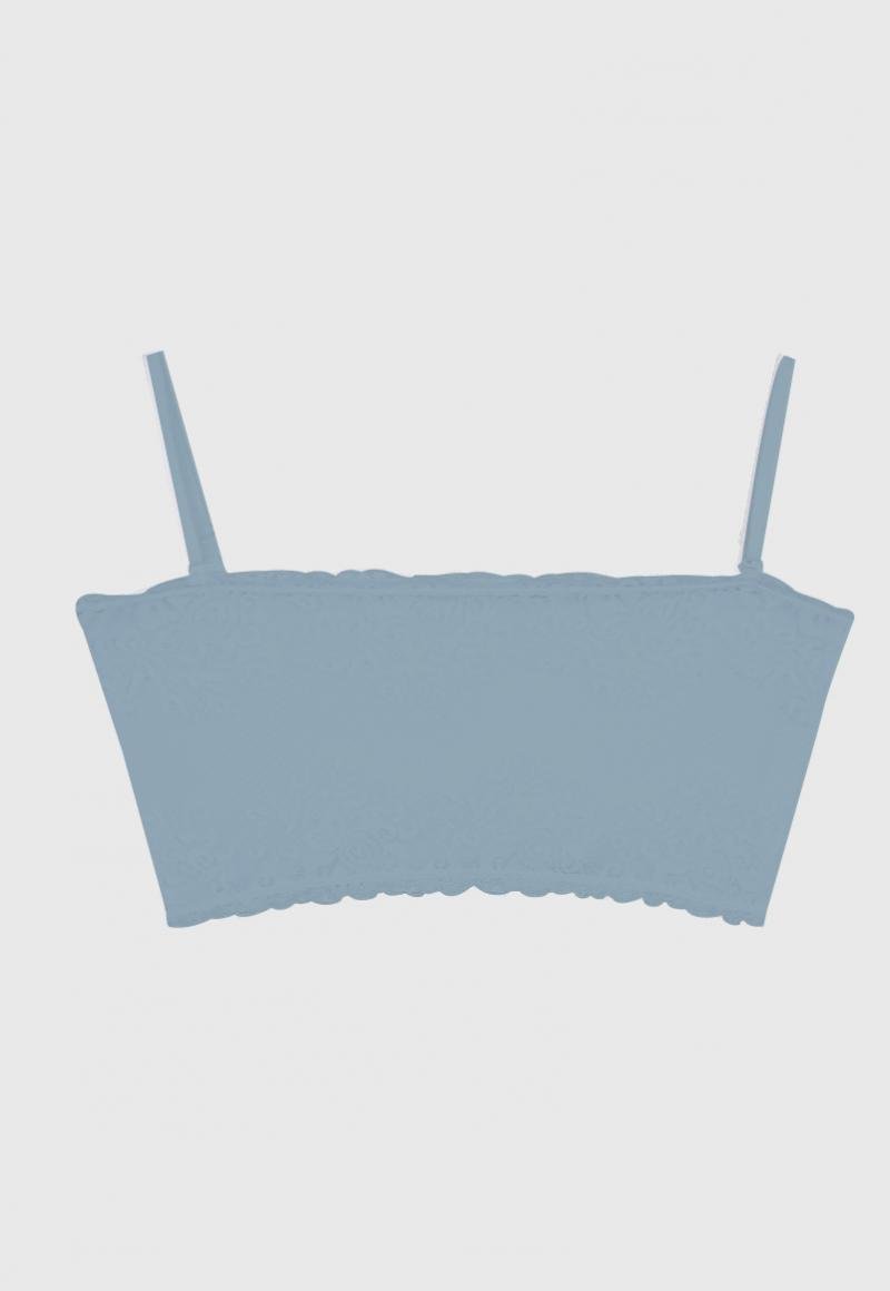 TOP MUJER 2RIOS STRAPLESS ENCAJE CELESTE - 2