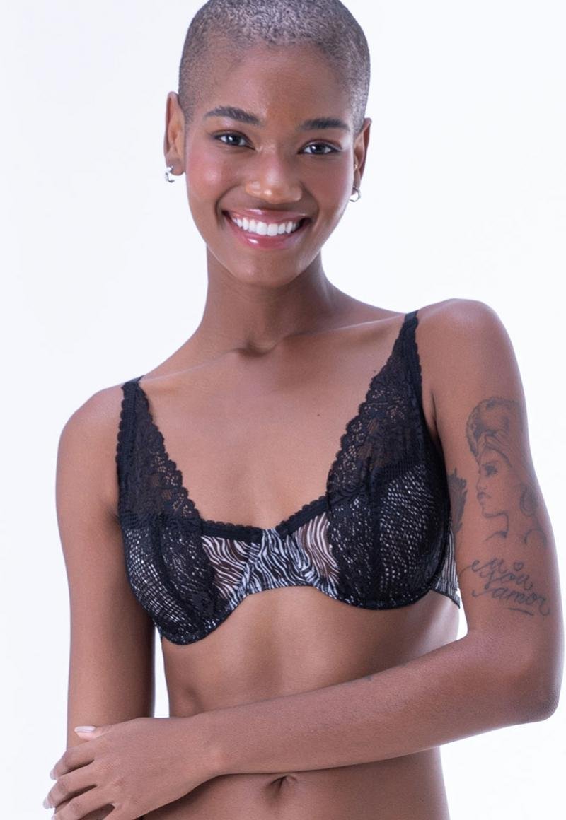 SOSTÉN MUJER 2RIOS CEBRA CON TUL Y ENCAJE NEGRO - 2