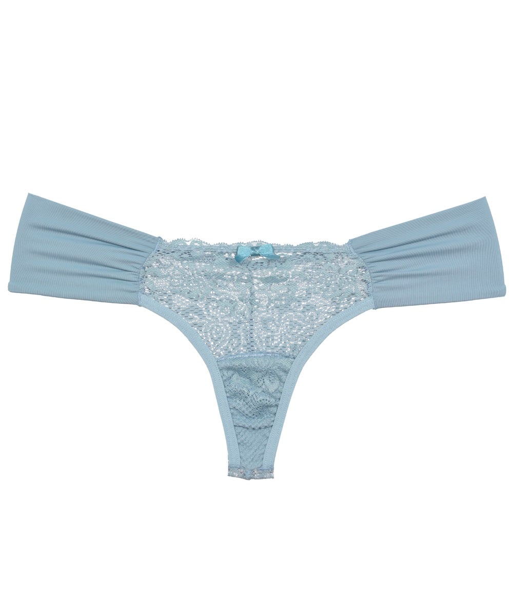 COLALES MUJER 2RIOS DRAPEADA Y ENCAJE LATERAL CELESTE - 3