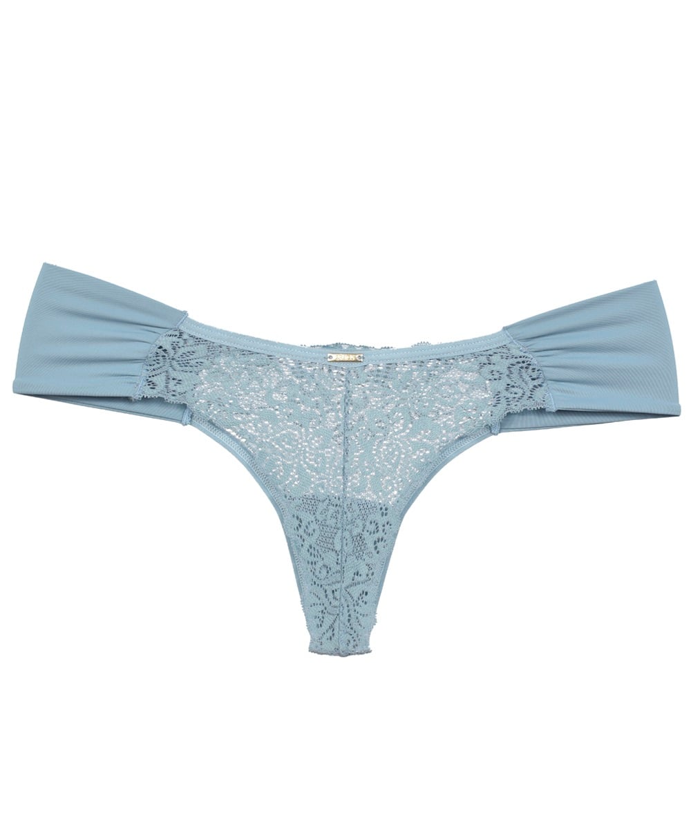 COLALES MUJER 2RIOS DRAPEADA Y ENCAJE LATERAL CELESTE - 4