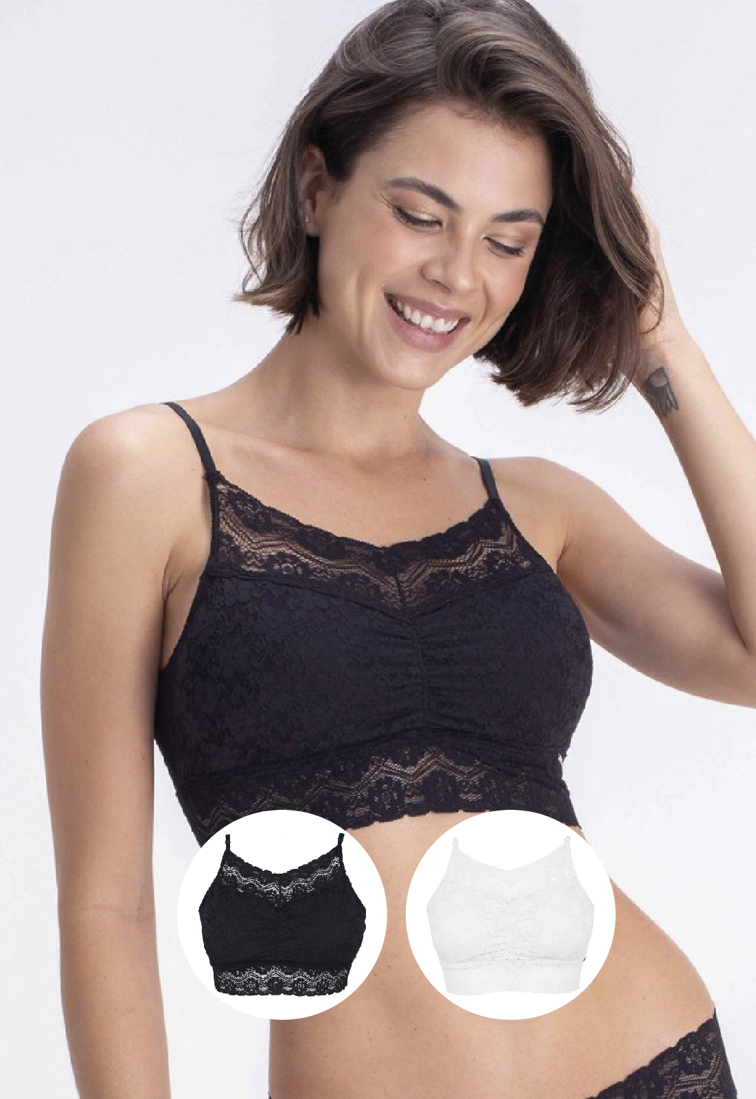 PACK TOP MUJER 2RIOS ENCAJE RECOGIDO - 5