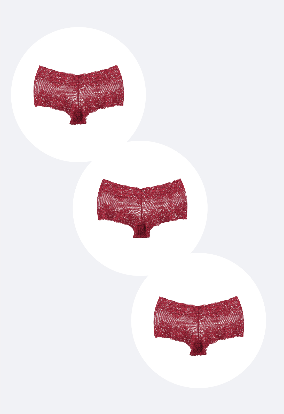 PACK X3 PANTALETASS MUJER 2RIOS ENCAJE ROJO - 1