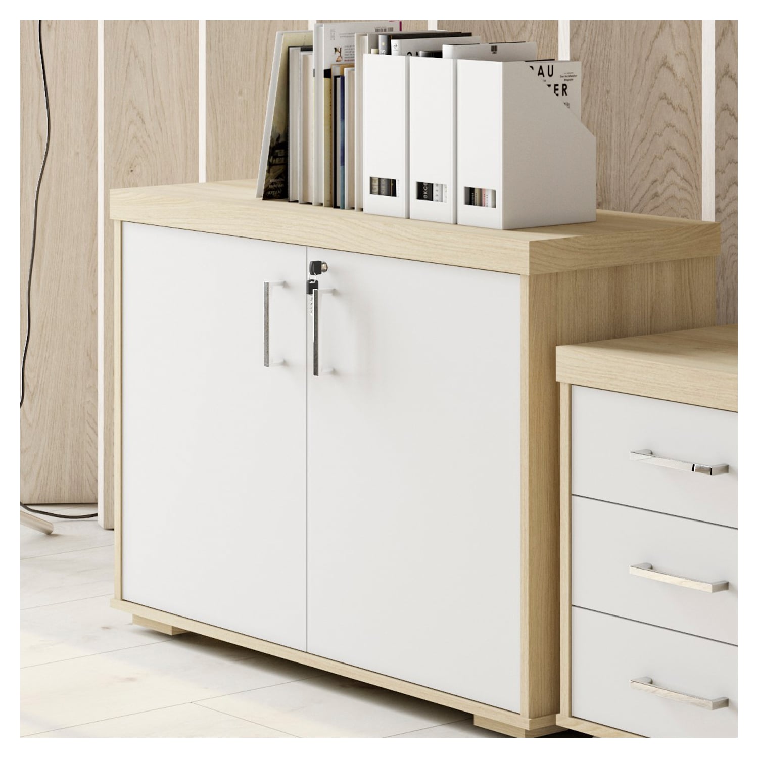 ESTANTE ORGANIZADOR DELUX BLANCO CON ROBLE - 5