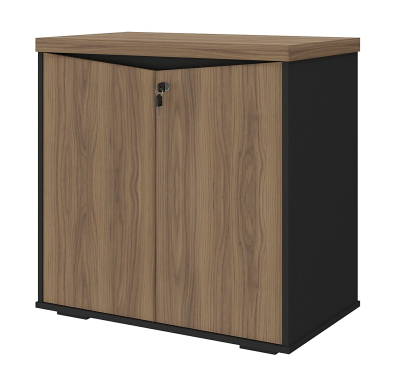 ESTANTE OFICINA 2 PUERTAS CON LLAVE CAFE  CON NEGRO - 1