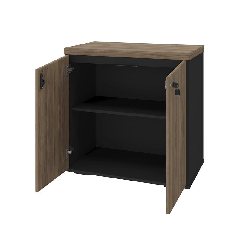ESTANTE OFICINA 2 PUERTAS CON LLAVE CAFE  CON NEGRO - 2