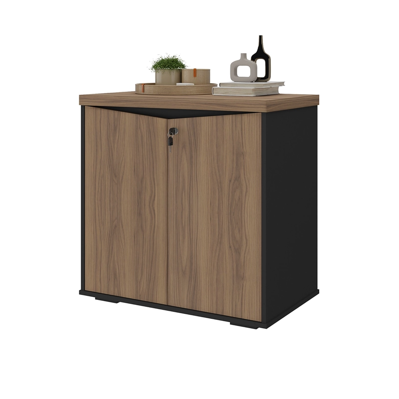 ESTANTE OFICINA 2 PUERTAS CON LLAVE CAFE  CON NEGRO - 3