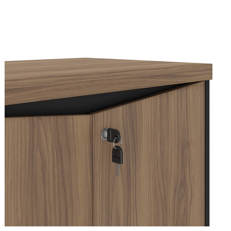 ESTANTE OFICINA 2 PUERTAS CON LLAVE CAFE  CON NEGRO - 5