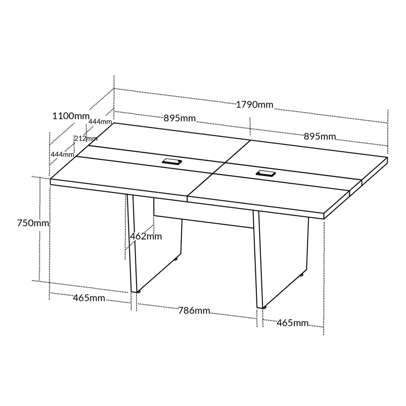 MESA DE REUNION OFICINA 4 PUESTOS 180 CMS - 5