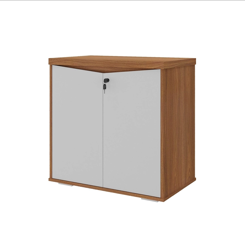 ESTANTE OFICINA 2 PUERTAS CON LLAVE BLANCO CAFE - 1