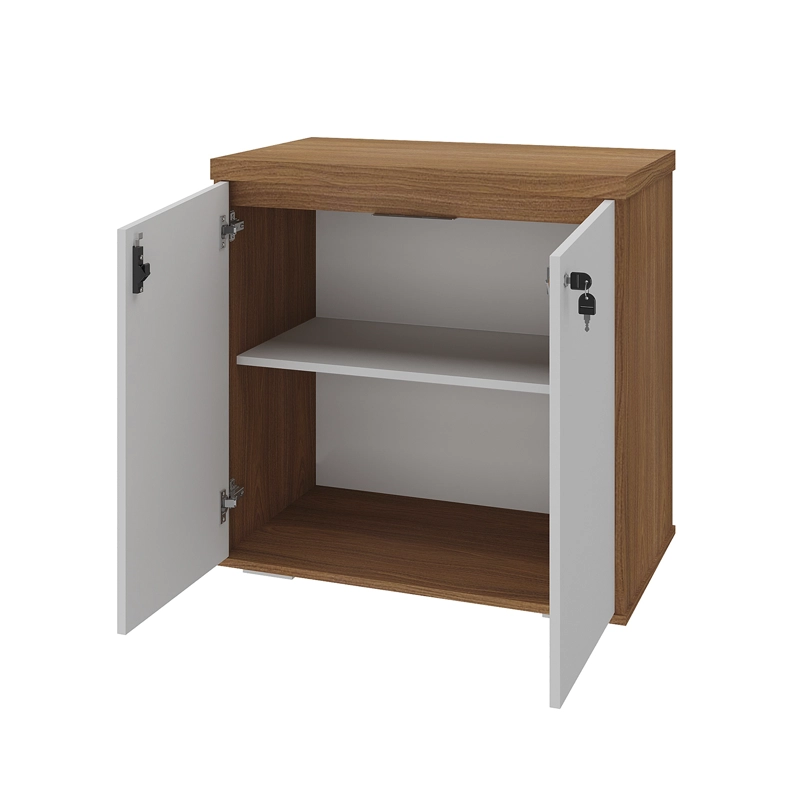 ESTANTE OFICINA 2 PUERTAS CON LLAVE BLANCO CAFE - 5