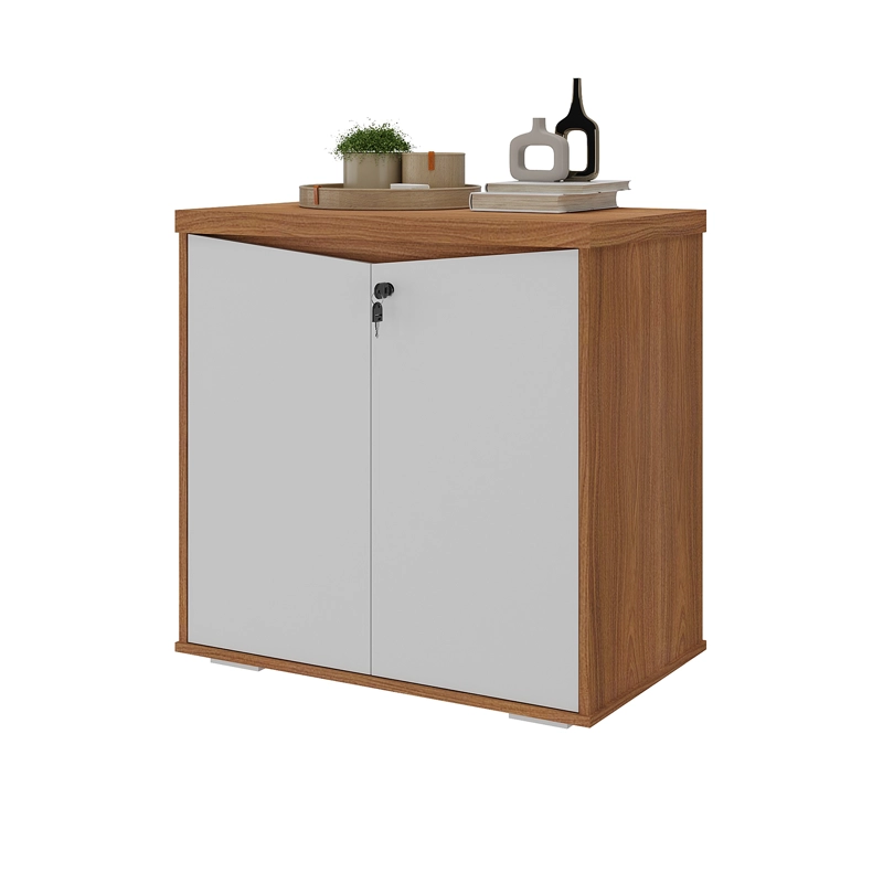 ESTANTE OFICINA 2 PUERTAS CON LLAVE BLANCO CAFE - 7