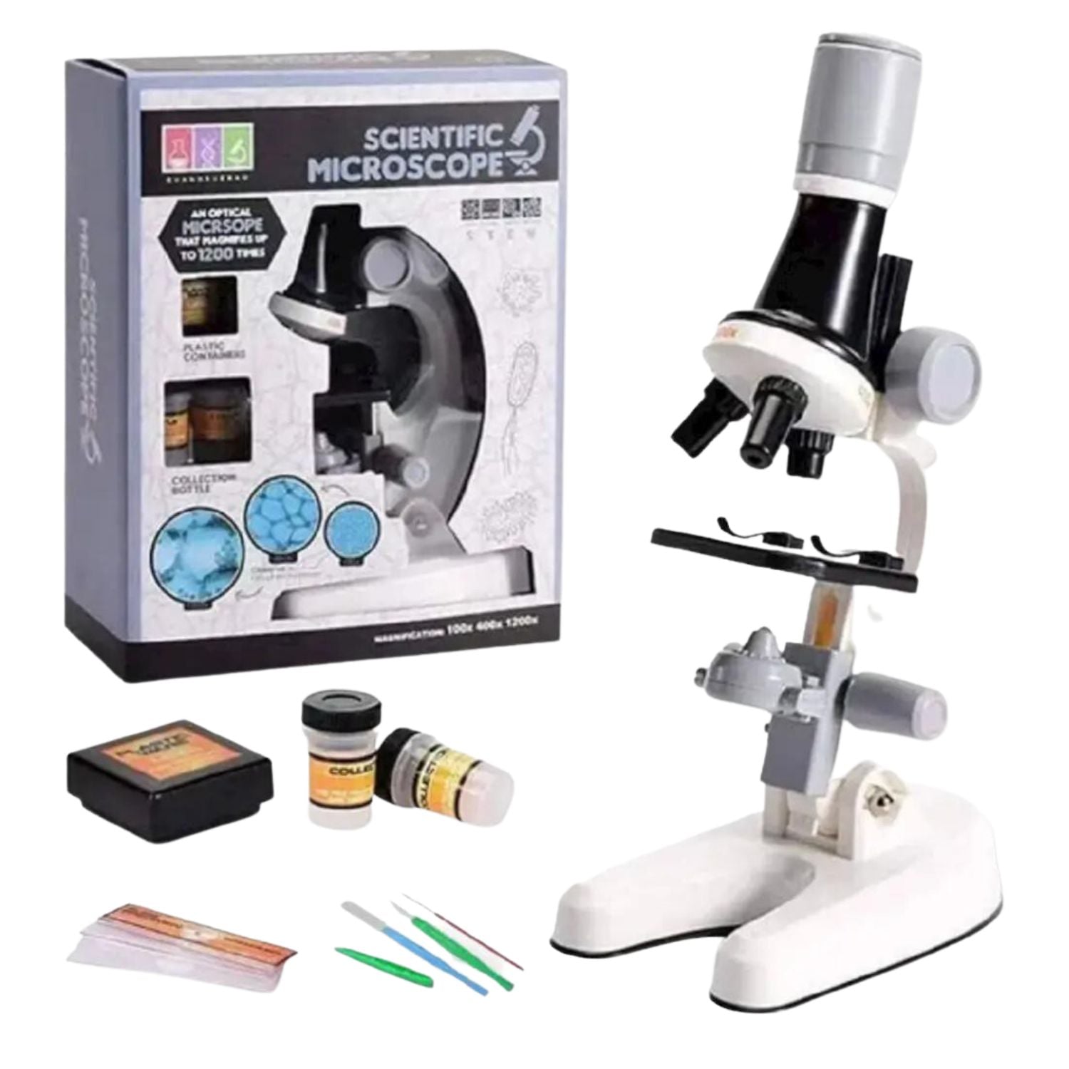 MICROSCOPIO EDUCATIVO 1200X PARA NIÑOS Y KIT ACCESORIOS MZ60 - 1