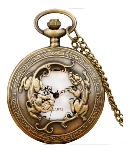 RELOJ BOLSILLO DOBLE DRAGON ESTILO ANTIGUO COLECCION AM57 - 1