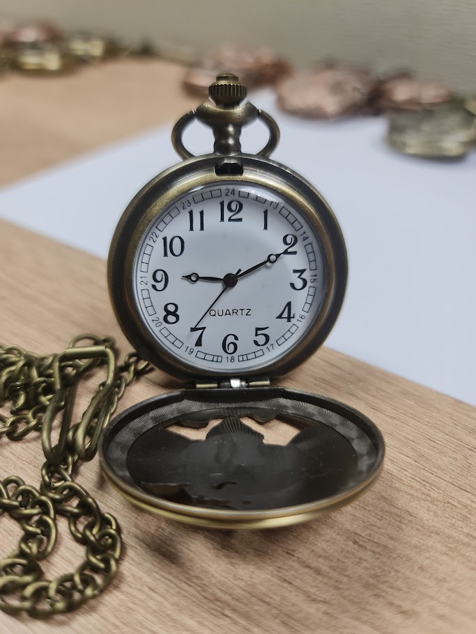 RELOJ BOLSILLO BITCOIN CON CADENA QUARTZ AK58 - 2