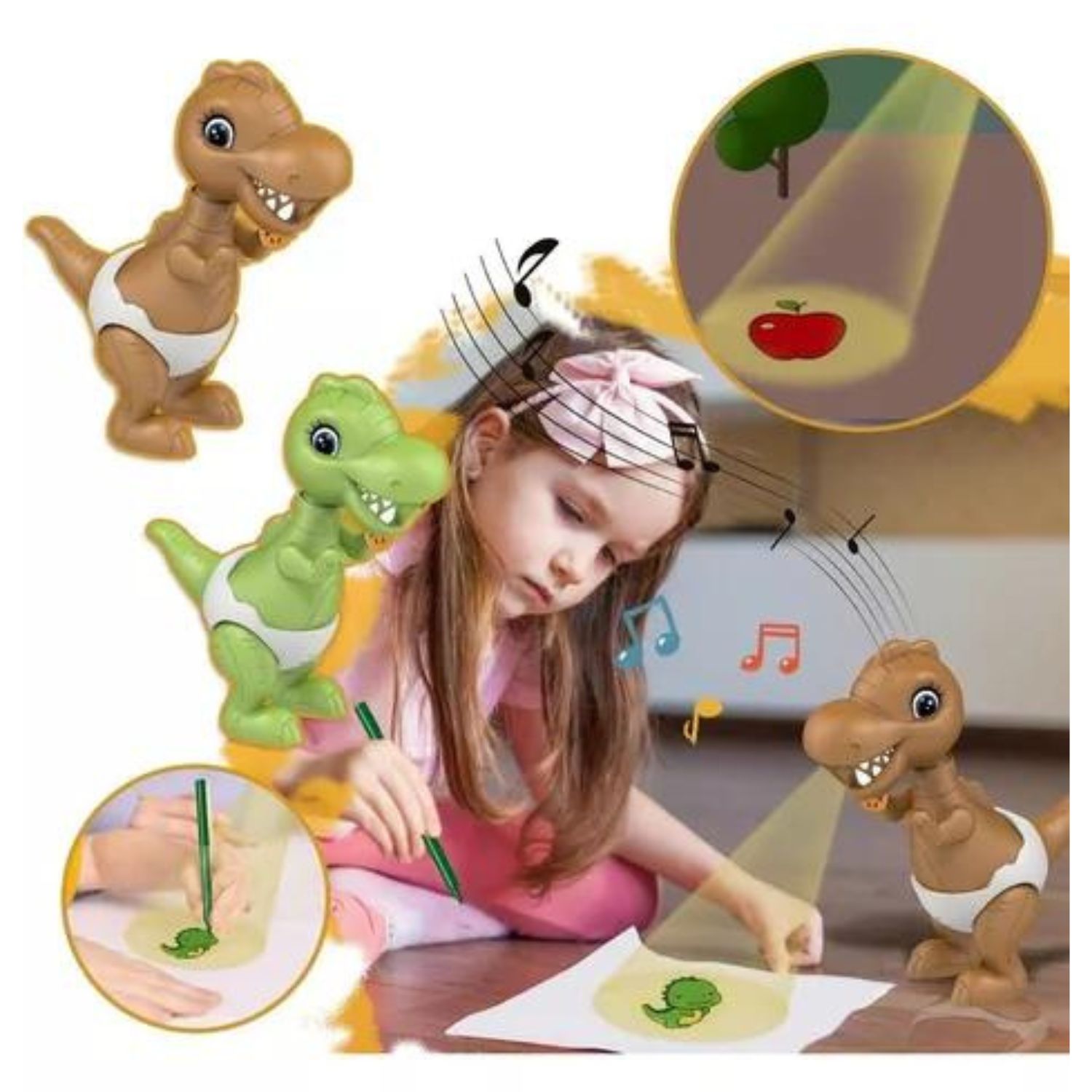 JUGUETE INVENCIBLE PROYECCIÓN DINOSAURIO BEBE PARA DIBUJAR Y CALCAR MX38 - 3