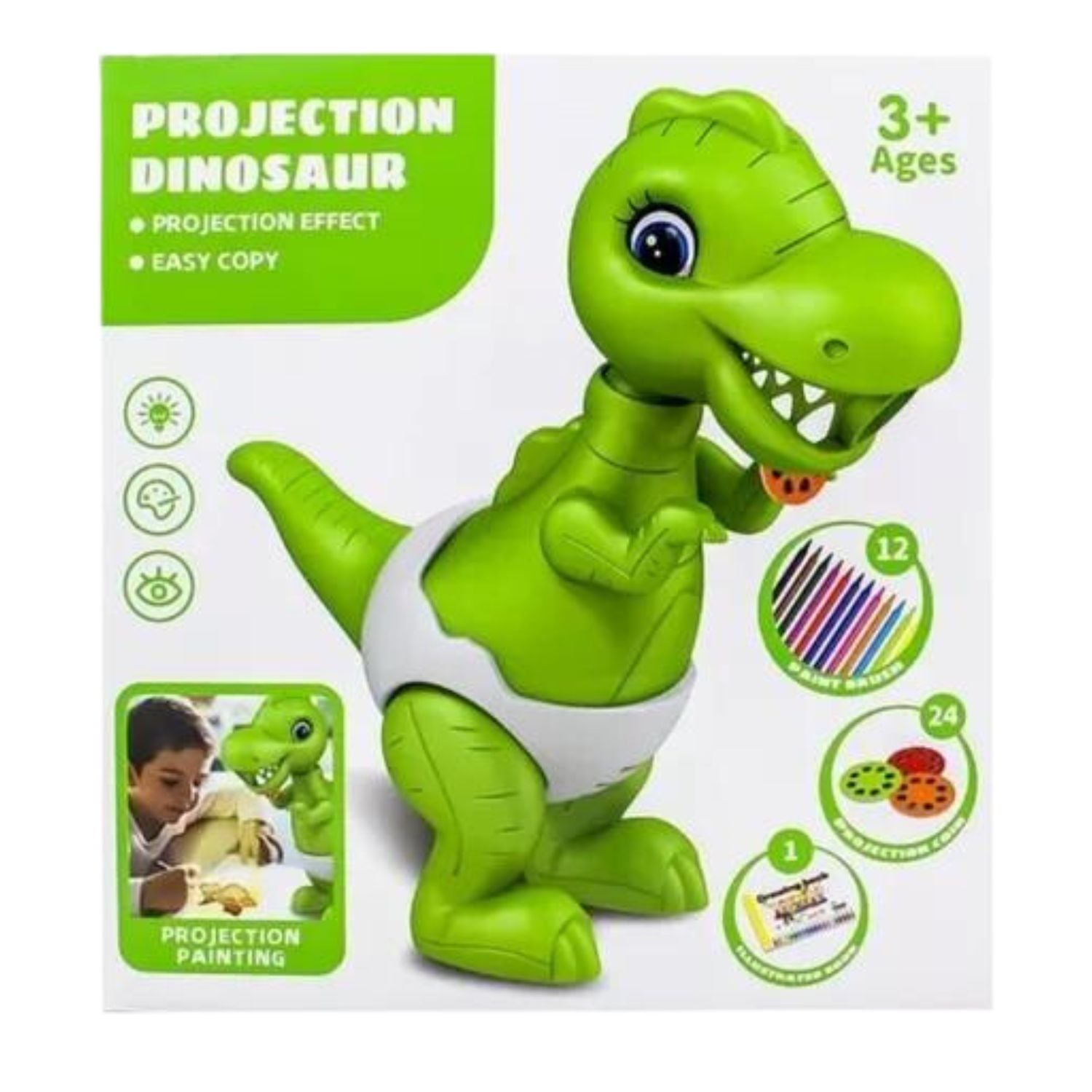 JUGUETE INVENCIBLE PROYECCIÓN DINOSAURIO BEBE PARA DIBUJAR Y CALCAR MX38 - 1