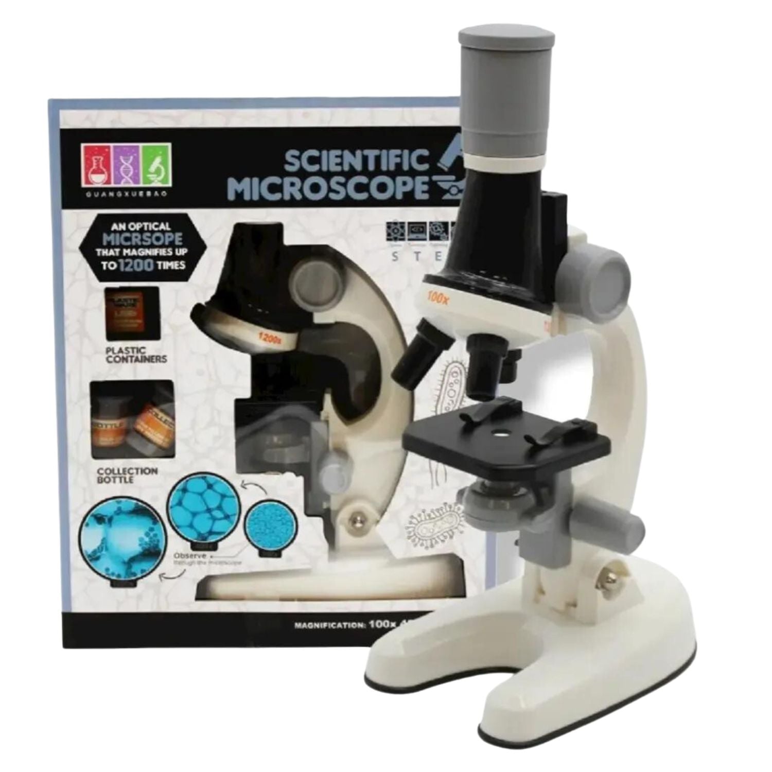 MICROSCOPIO EDUCATIVO 1200X PARA NIÑOS Y KIT ACCESORIOS MZ60 - 1