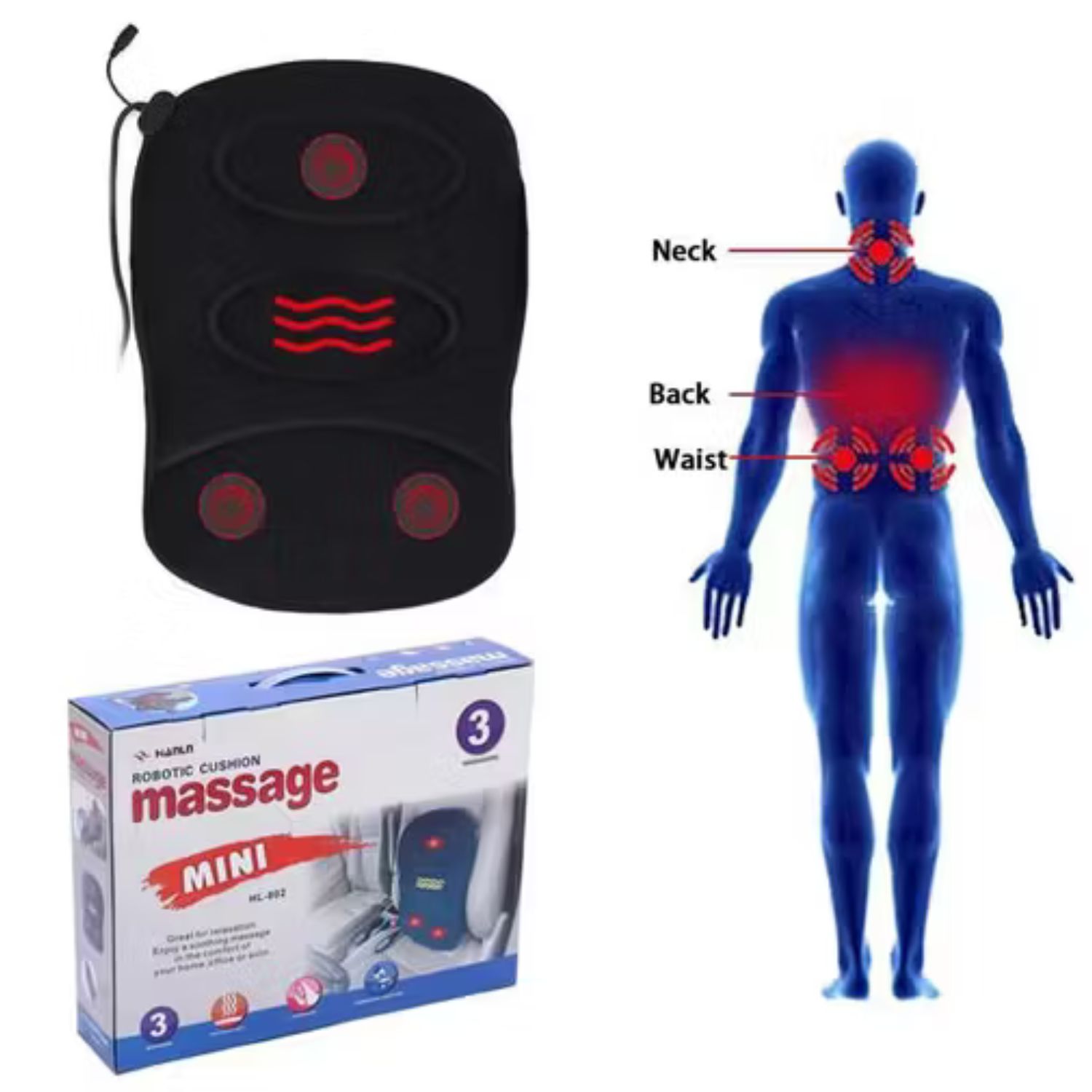 MASAJEADOR INVENCIBLE ESPALDA ELECTRICO ASIENTO SILLON CON CONTROL MZ89 - 3