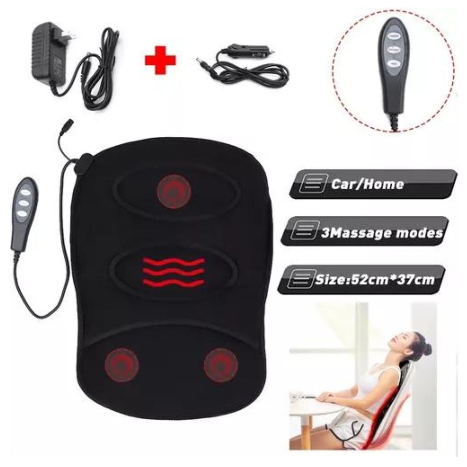 MASAJEADOR INVENCIBLE ESPALDA ELECTRICO ASIENTO SILLON CON CONTROL MZ89 - 6