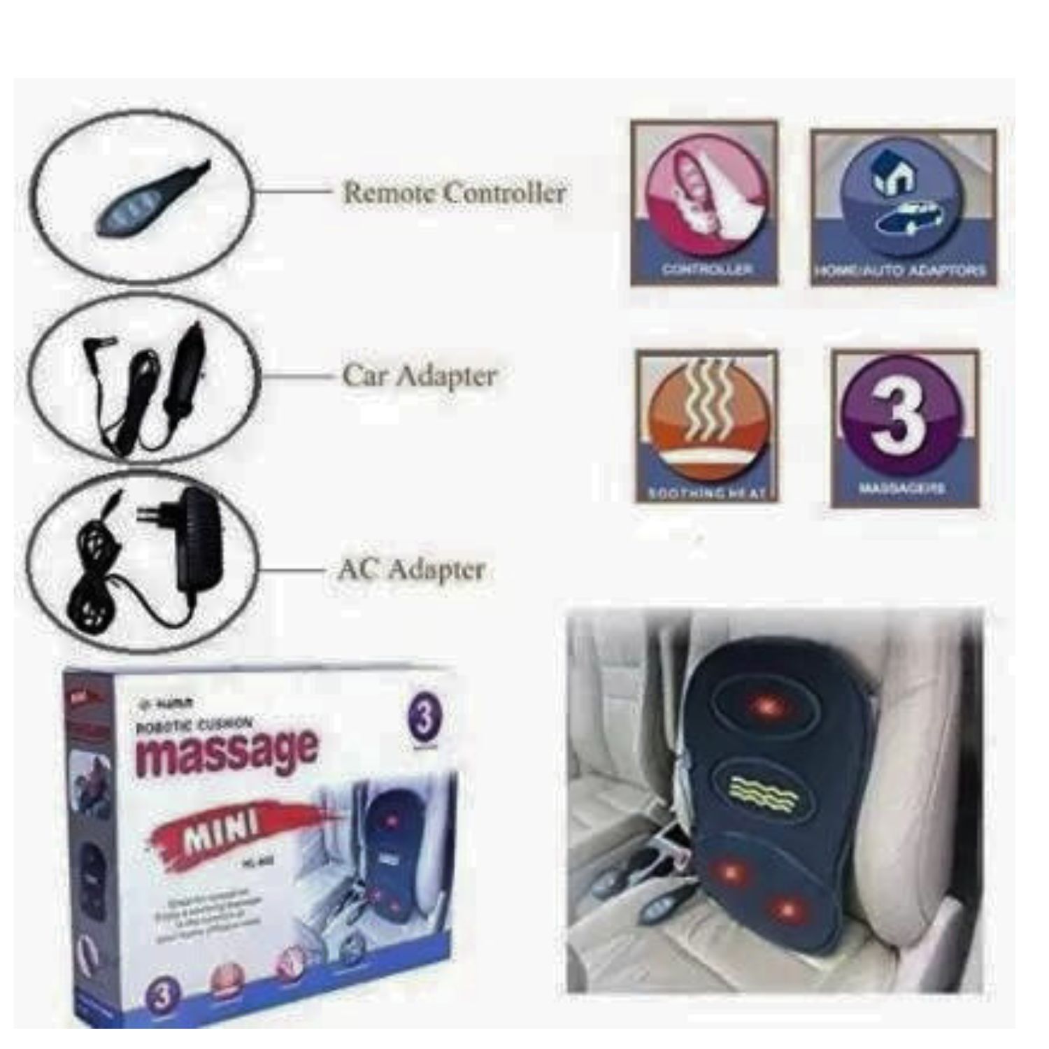 MASAJEADOR INVENCIBLE ESPALDA ELECTRICO ASIENTO SILLON CON CONTROL MZ89 - 8