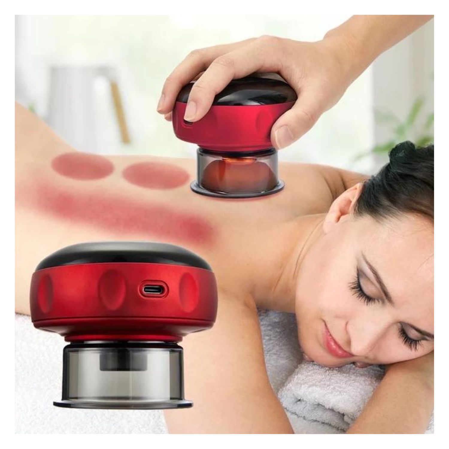 VENTOSA INVENCIBLE ELECTRONICA SUCCION CALOR RECARGABLE MASAJE MX40 - 3