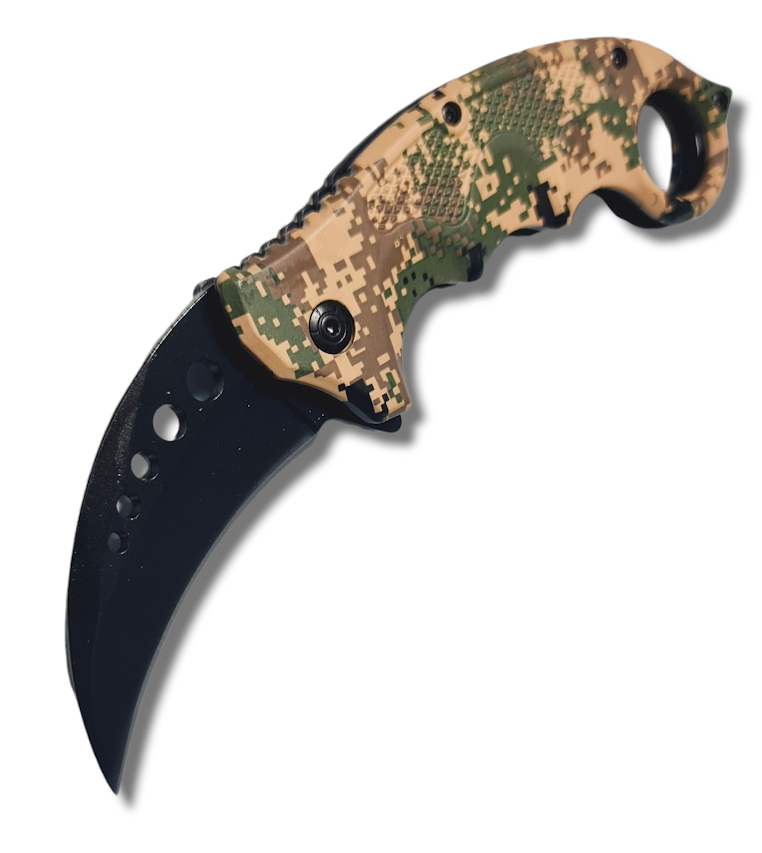 NAVAJA INVENCIBLE KARAMBIT TORMENTA DEL DESIERTO RETRÁCTIL AM21 ACERO - 2