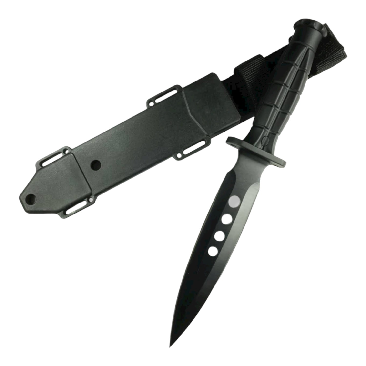 CUCHILLO INVENCIBLE TÁCTICO BUCEO COUGAR BLACK DOBLE FILO ULTRA LIVIAN AM63 ACERO - 4