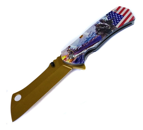 NAVAJA INVENCIBLE GOLD AMÉRICAN FLAG CORTAPLUMA AC02 ACERO - 1