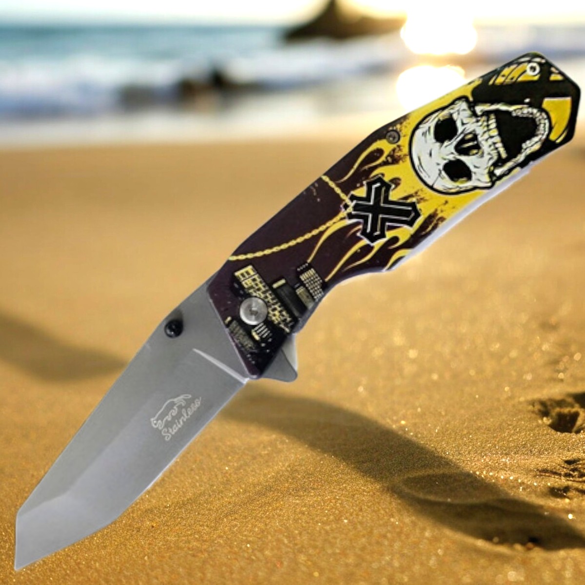 NAVAJA INVENCIBLE CORTAPLUMA CAMPING ANTICHRIST AK48 ACERO - 3