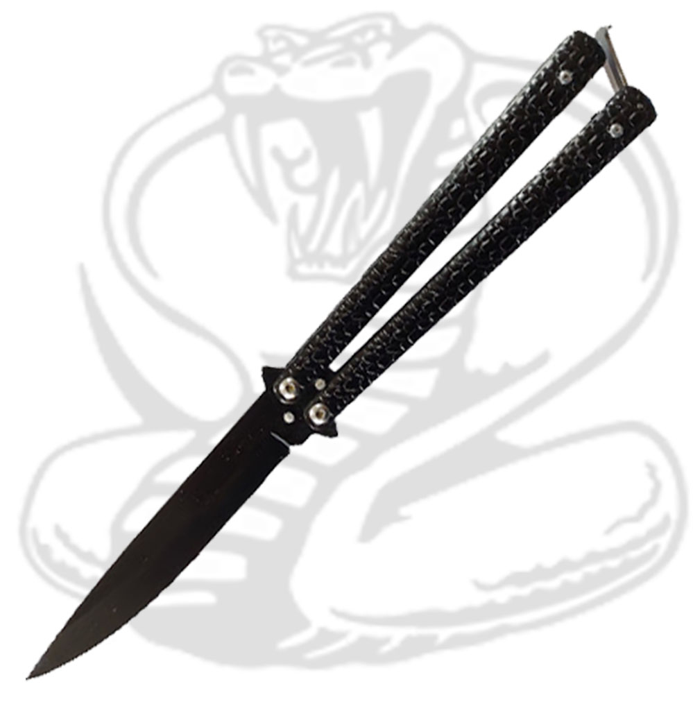 CUCHILLO INVENCIBLE NAVAJA MARIPOSA BLACK COBRA BALISONG AE50 ACERO - 2