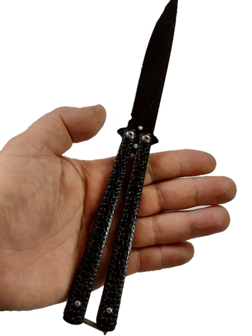 CUCHILLO INVENCIBLE NAVAJA MARIPOSA BLACK COBRA BALISONG AE50 ACERO - 3
