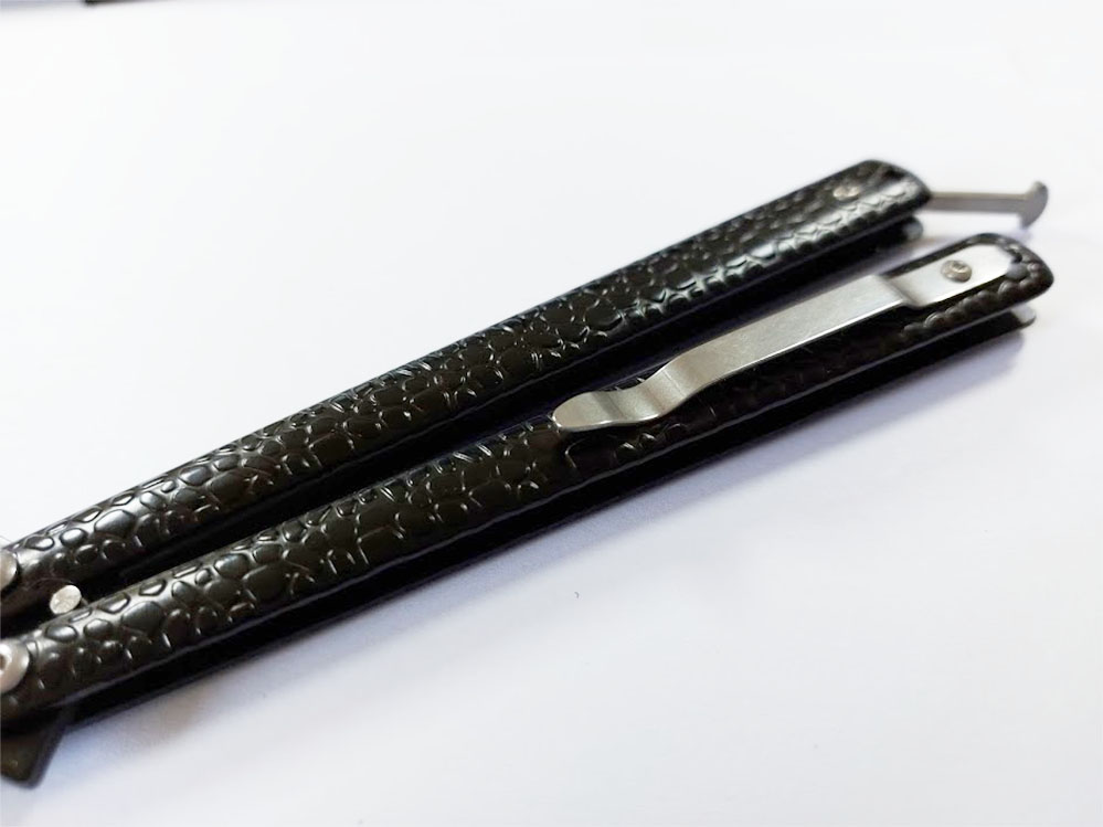 CUCHILLO INVENCIBLE NAVAJA MARIPOSA BLACK COBRA BALISONG AE50 ACERO - 5