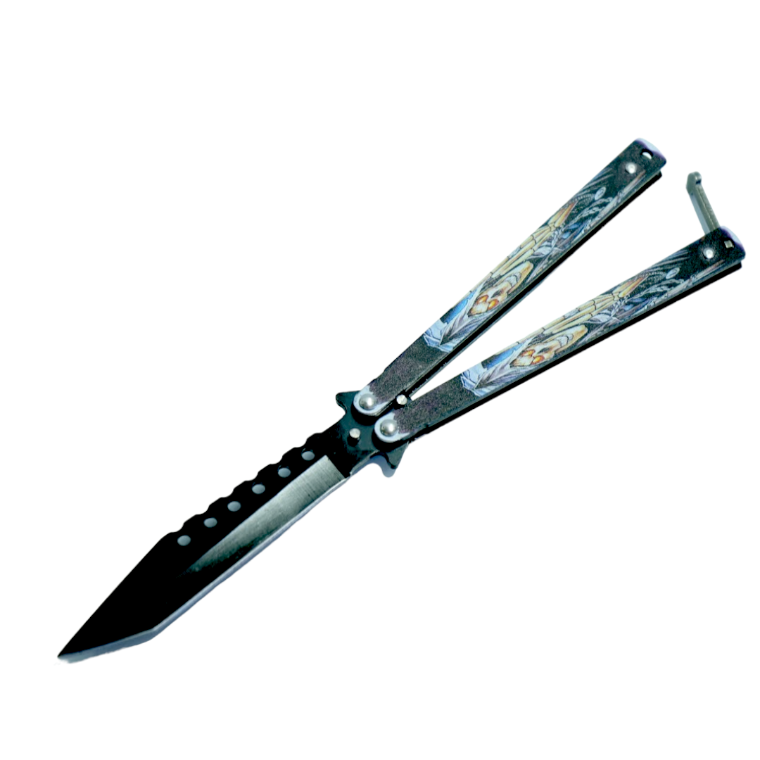 NAVAJA INVENCIBLE MARIPOSA PROFESIONAL MEMENTO SKULL ACERO - 1