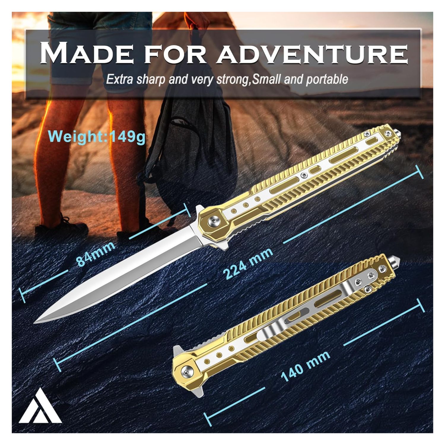 NAVAJA INVENCIBLE ESTILETO GOLD SPRING TEMPLADO CR7 MZ70 ACERO - 3