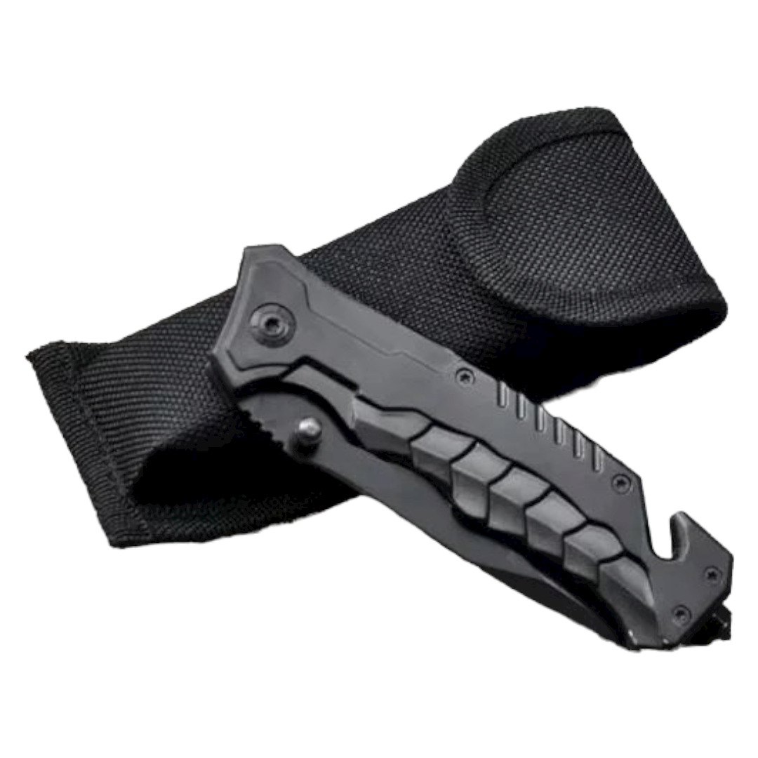 CUCHILLO INVENCIBLE NAVAJA TÁCTICA CAMPING BLACK FROG AD63 ACERO - 2