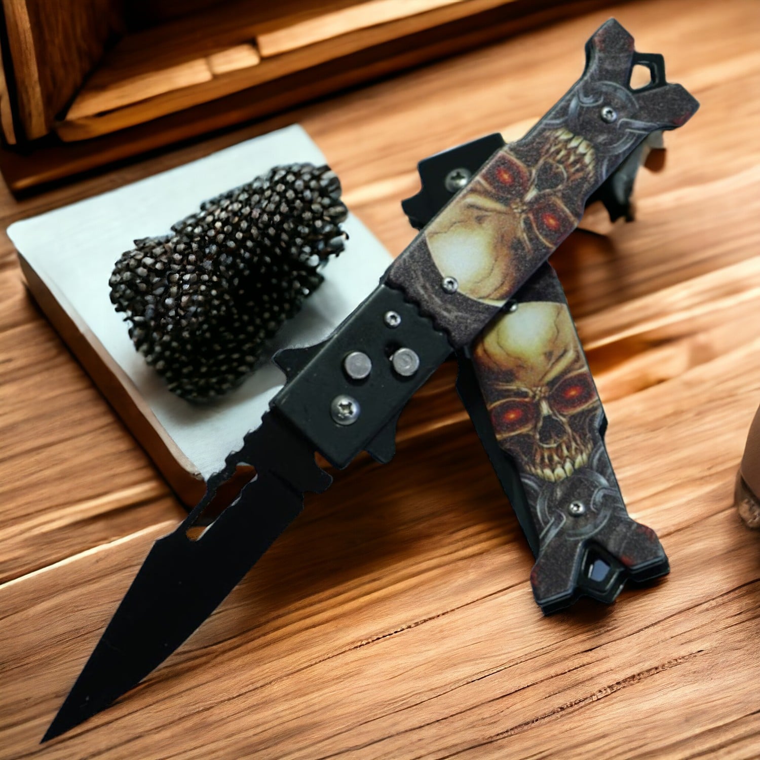 NAVAJA INVENCIBLE AUTOMÁTICA MEGA SKULL DEAD AP85 ACERO - 1
