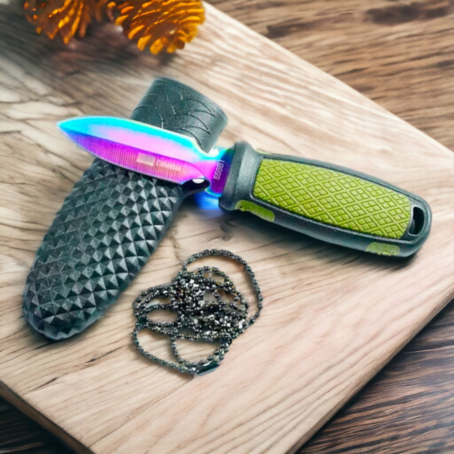 CUCHILLO INVENCIBLE MINI DAGA GREEN PIE TORNASOL TÁCTICO AK97 ACERO - 1