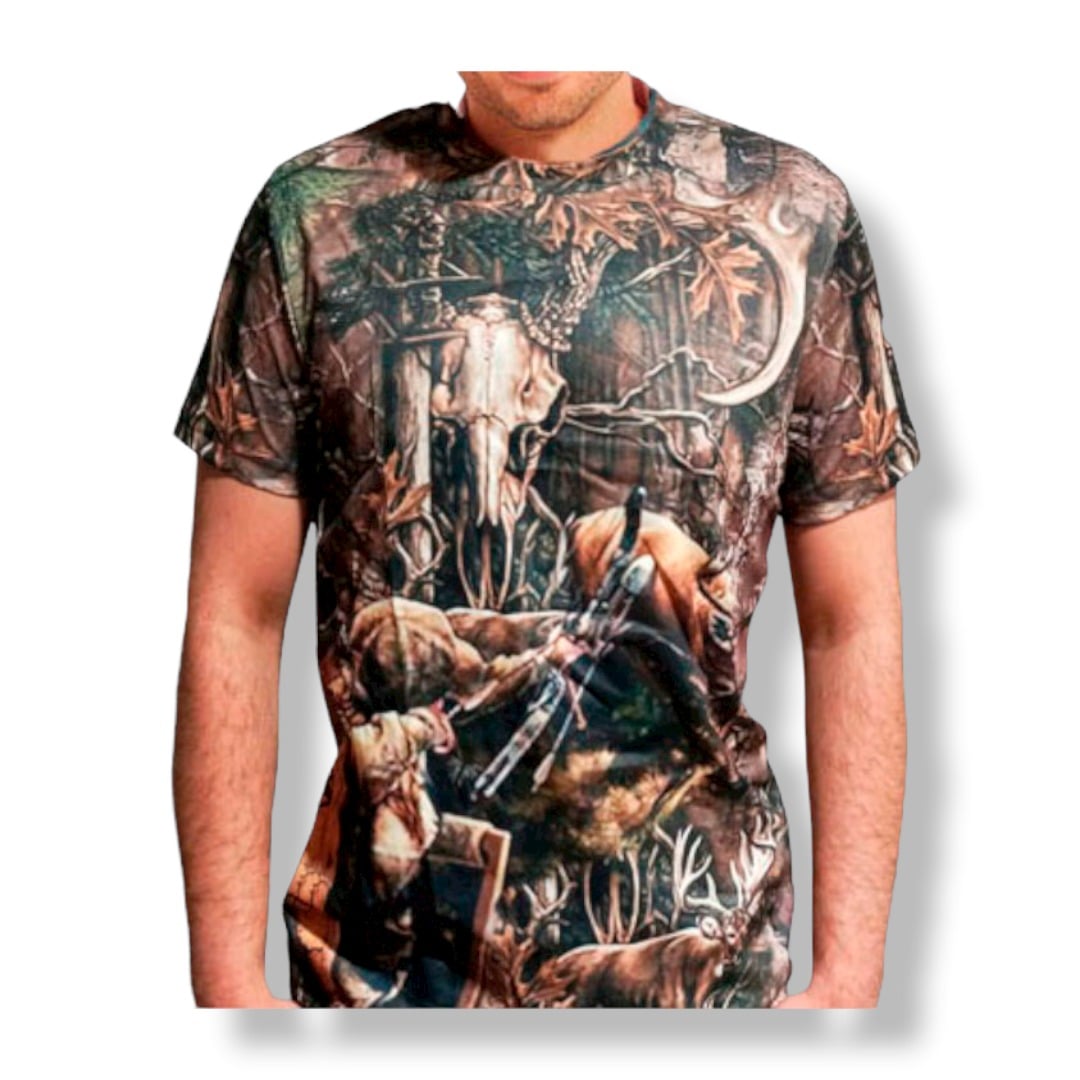 POLERA INVENCIBLE CAMUFLADA HUNTER FARM AP54 ACERO - 1