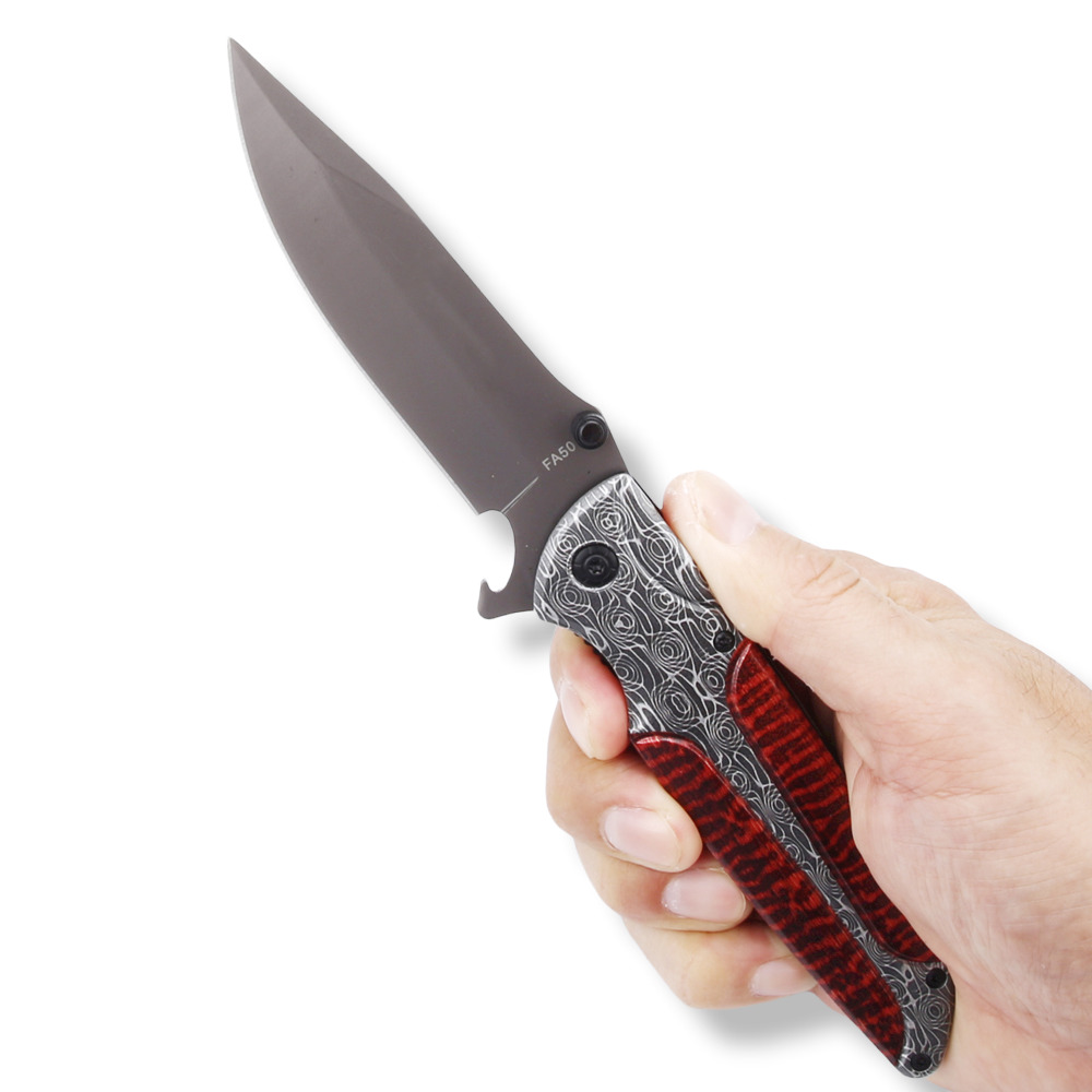 NAVAJA INVENCIBLE CORTAPLUMA ASISTIDA TIGRE ROJO AC59 ACERO - 1
