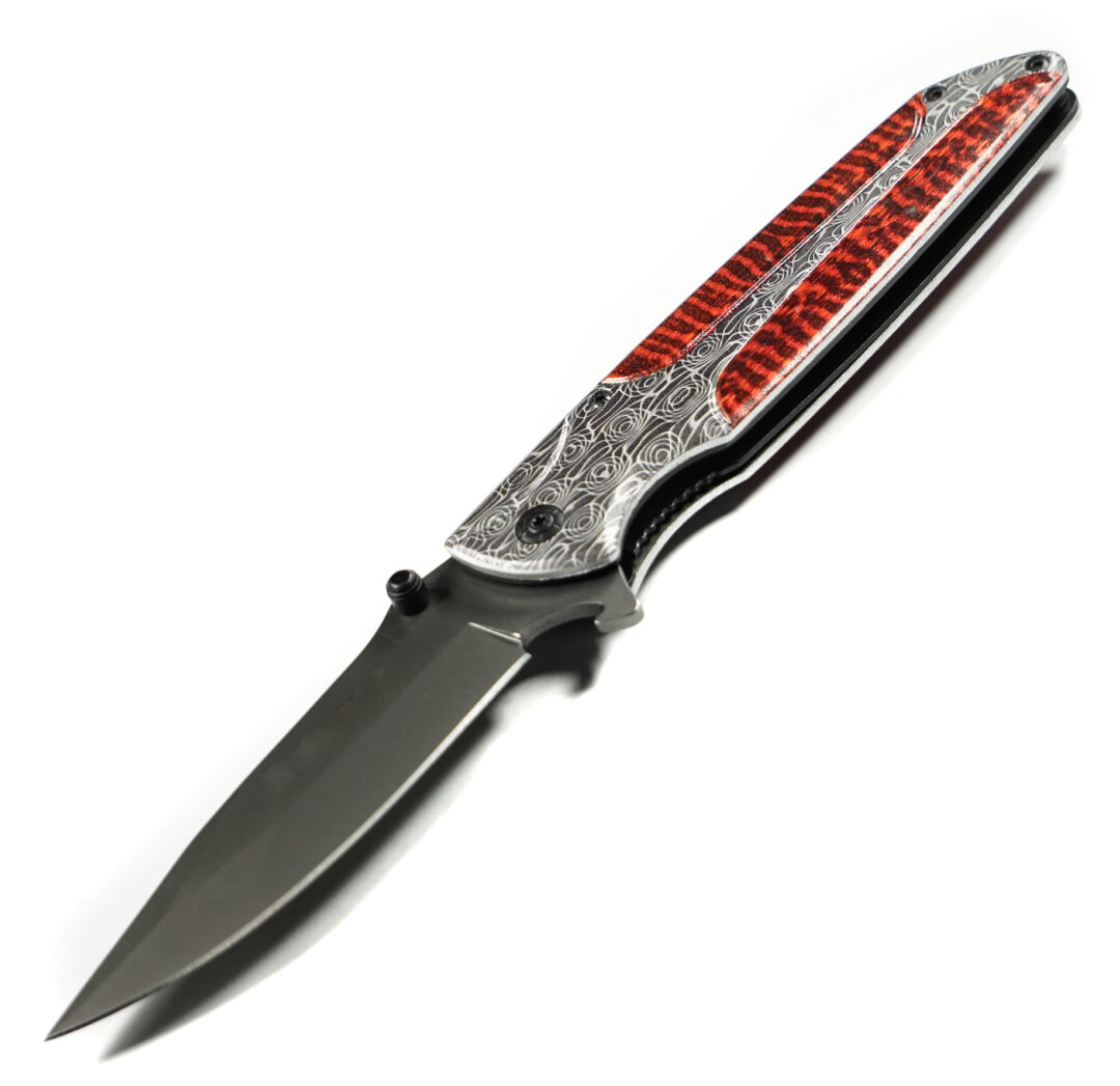 NAVAJA INVENCIBLE CORTAPLUMA ASISTIDA TIGRE ROJO AC59 ACERO - 3