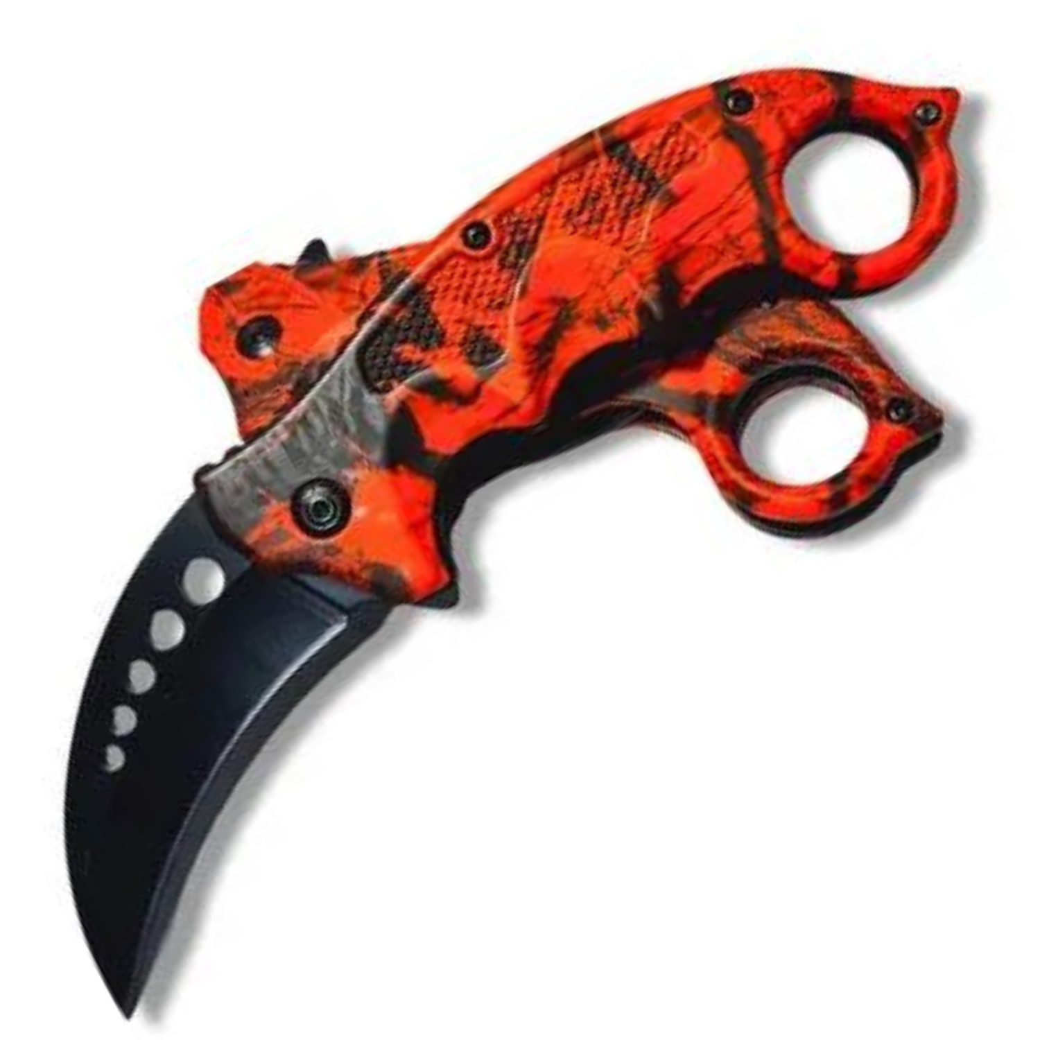 NAVAJA INVENCIBLE KARAMBIT RETRÁCTIL ROJO INFERNO BLOOD AM22 ACERO - 1
