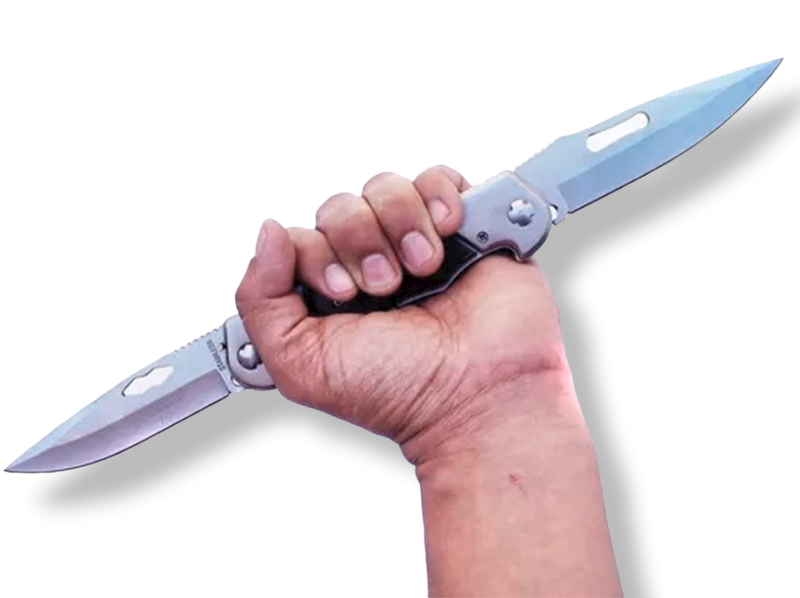 NAVAJA INVENCIBLE CORTAPLUMA CUCHILLO DOBLE CACHO VENADO AJ87 ACERO - 1