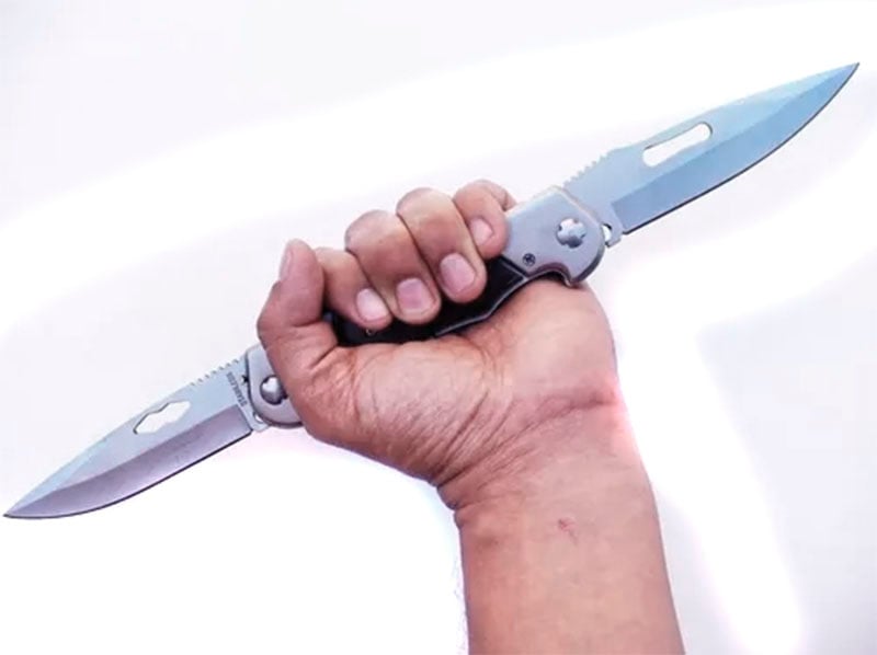 NAVAJA INVENCIBLE CORTAPLUMA CUCHILLO DOBLE CACHO VENADO AJ87 ACERO - 2