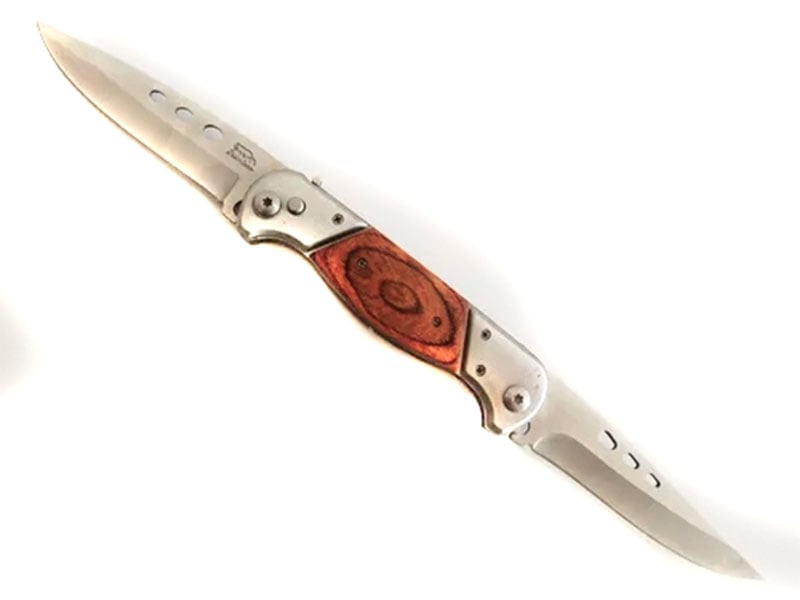 NAVAJA INVENCIBLE CORTAPLUMA CUCHILLO DOBLE CACHO VENADO AJ87 ACERO - 3