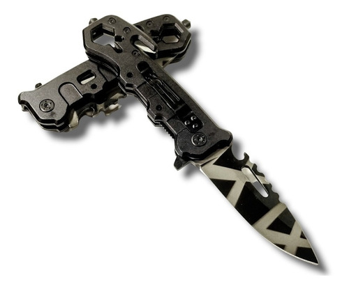 CUCHILLO INVENCIBLE ASISTIDO MULTIFUNCIONAL BLACK PARACHUTE AL79 ACERO - 1