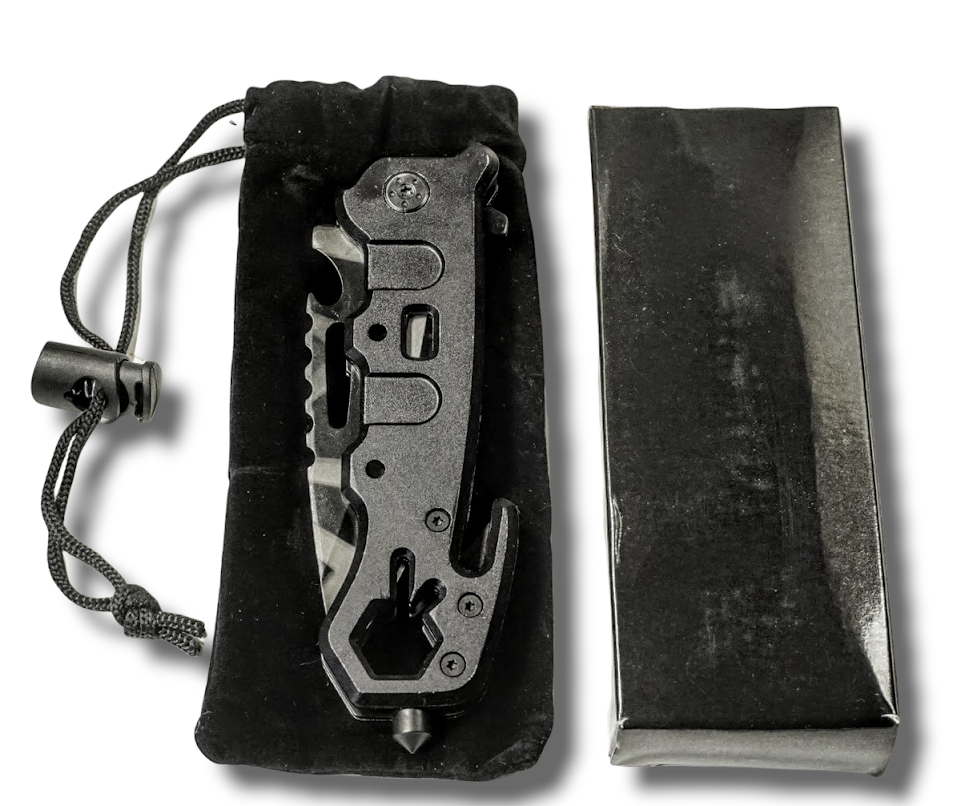 CUCHILLO INVENCIBLE ASISTIDO MULTIFUNCIONAL BLACK PARACHUTE AL79 ACERO - 2
